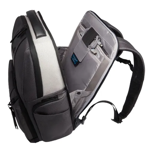 -PIQUADRO Zaino in Pelle e Tessuto PC 15,6  Grigio/ Nero CA4532BR2S GRN