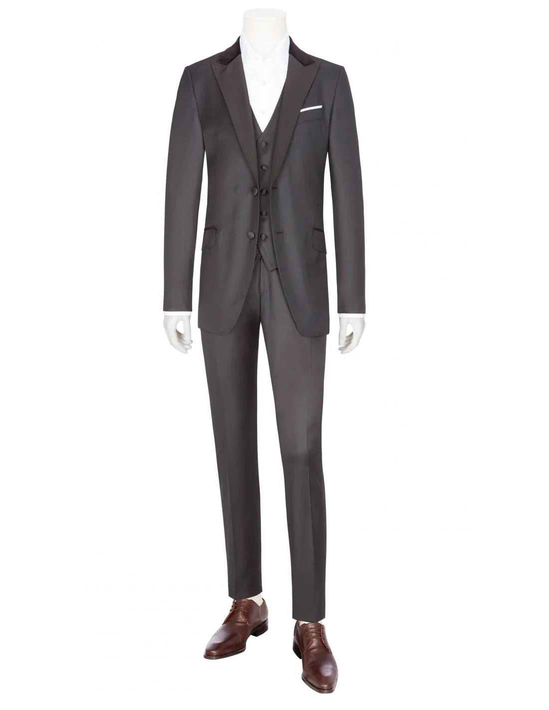 Abito con gilet in pura lana grigio s 140's