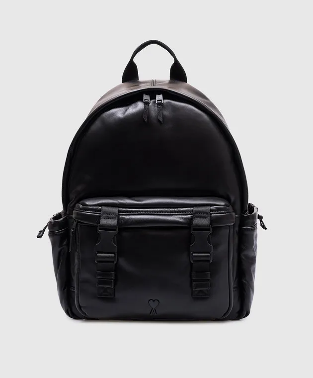 Ami Paris Zaino in pelle nera con logo Ami de Coeur ULL300AL0055