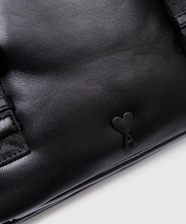 Ami Paris Zaino in pelle nera con logo Ami de Coeur ULL300AL0055