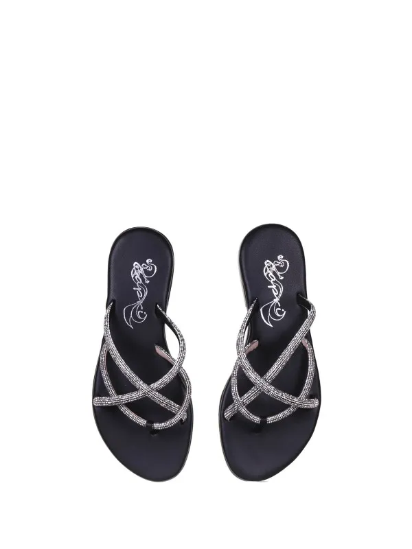 Black Jewel Sandals