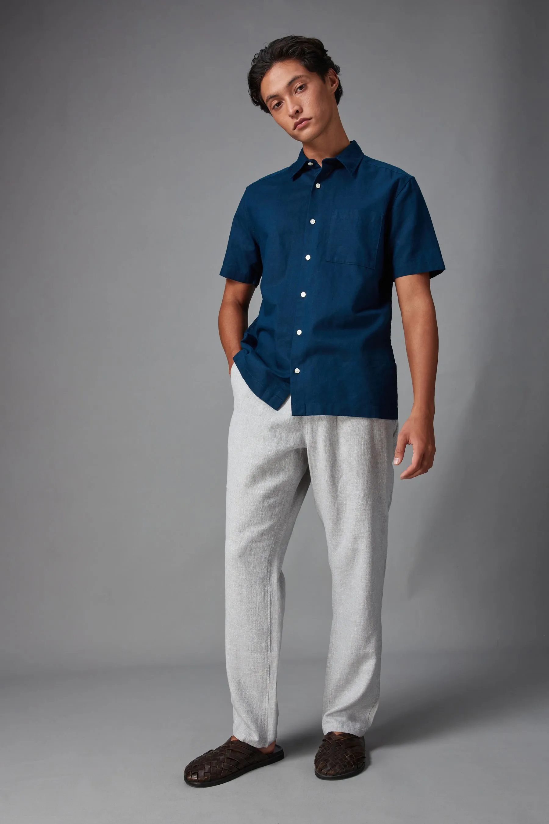 Blend Pantaloni in lino testurizzato