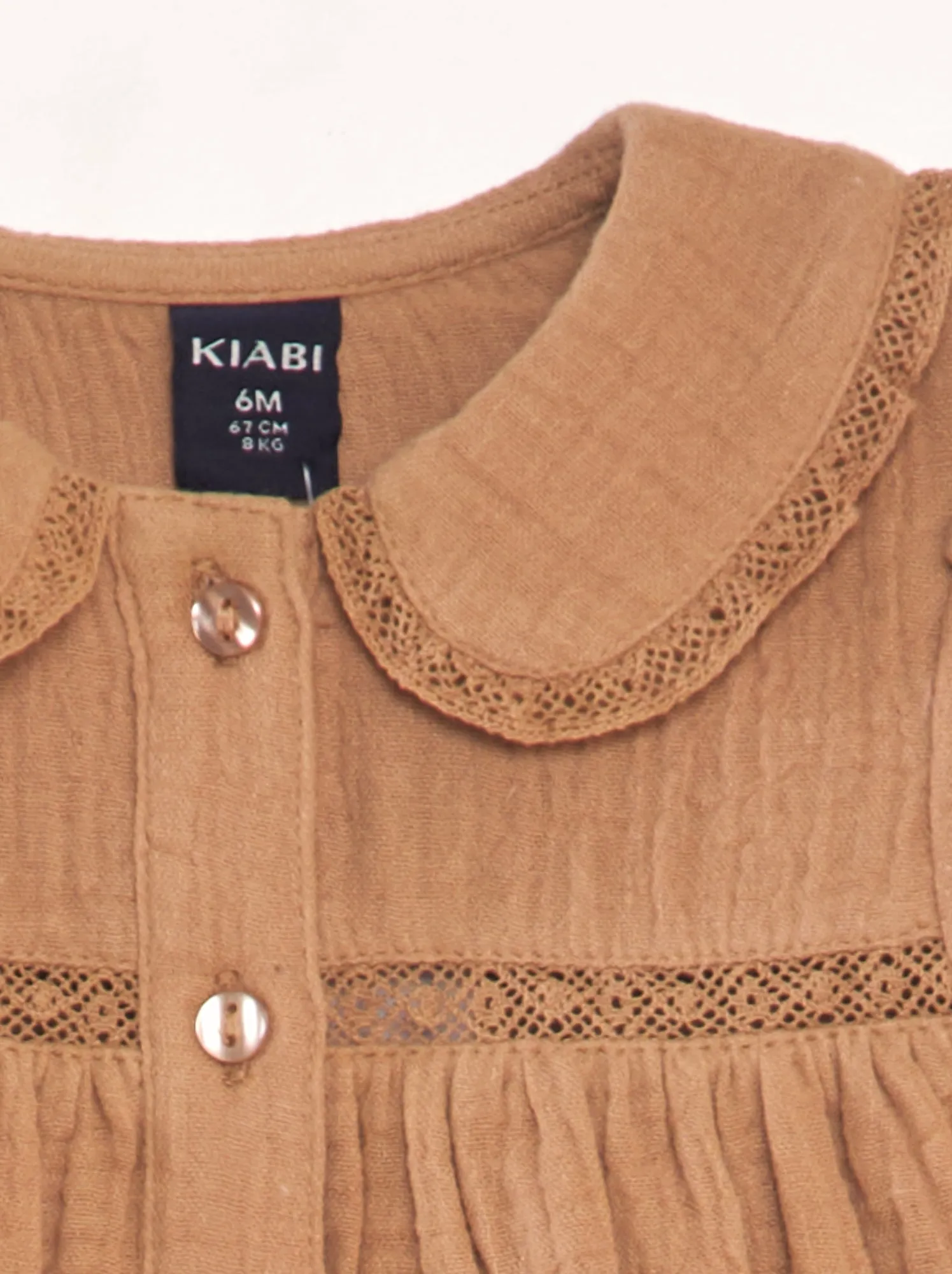 Blusa in doppia garza di cotone - MARRONE
