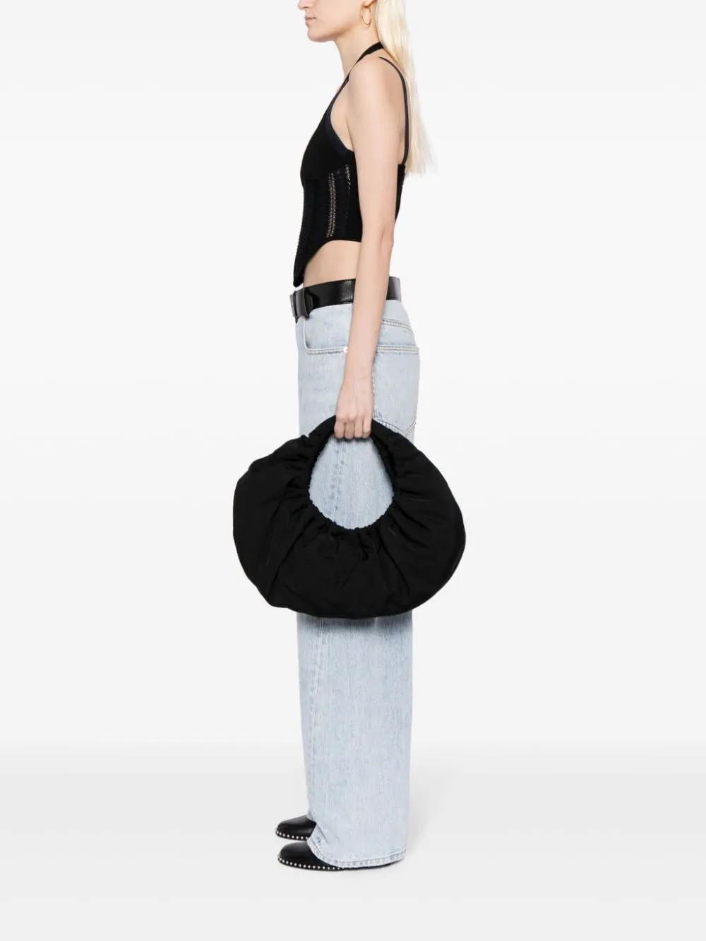 Borsa a mano Crescent media in nero - donna