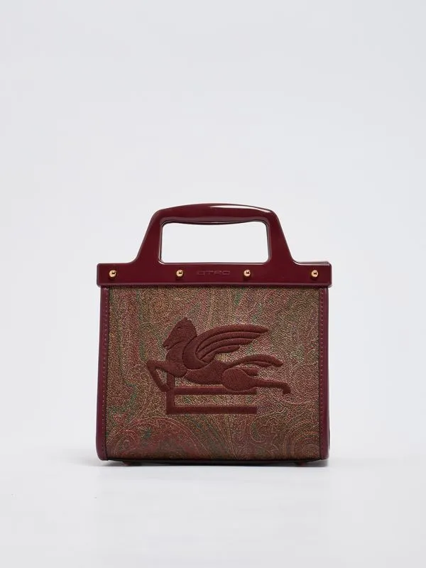 Borsa donna Etro Love Trotter S in tessuto paisley jacquard Bordeaux