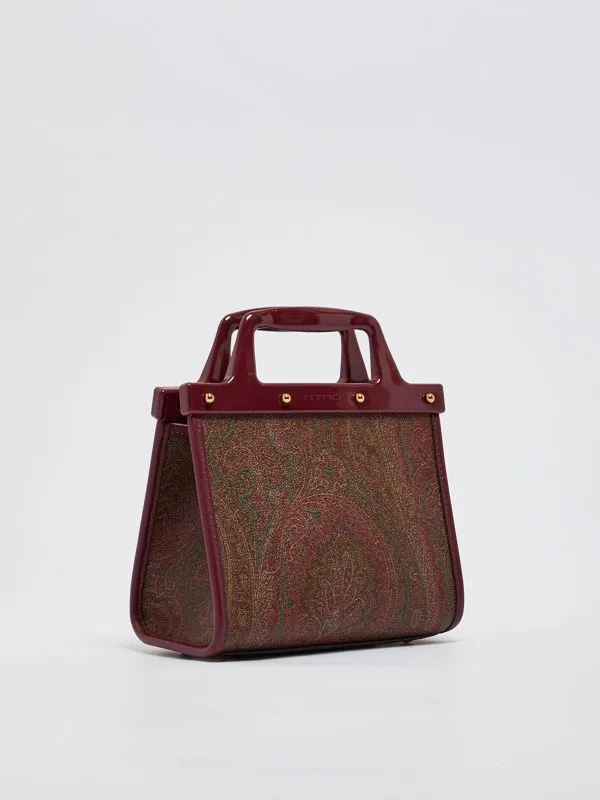 Borsa donna Etro Love Trotter S in tessuto paisley jacquard Bordeaux