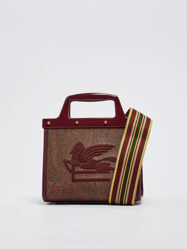 Borsa donna Etro Love Trotter S in tessuto paisley jacquard Bordeaux