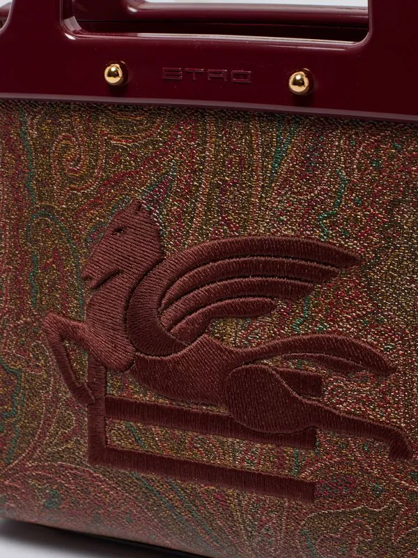 Borsa donna Etro Love Trotter S in tessuto paisley jacquard Bordeaux