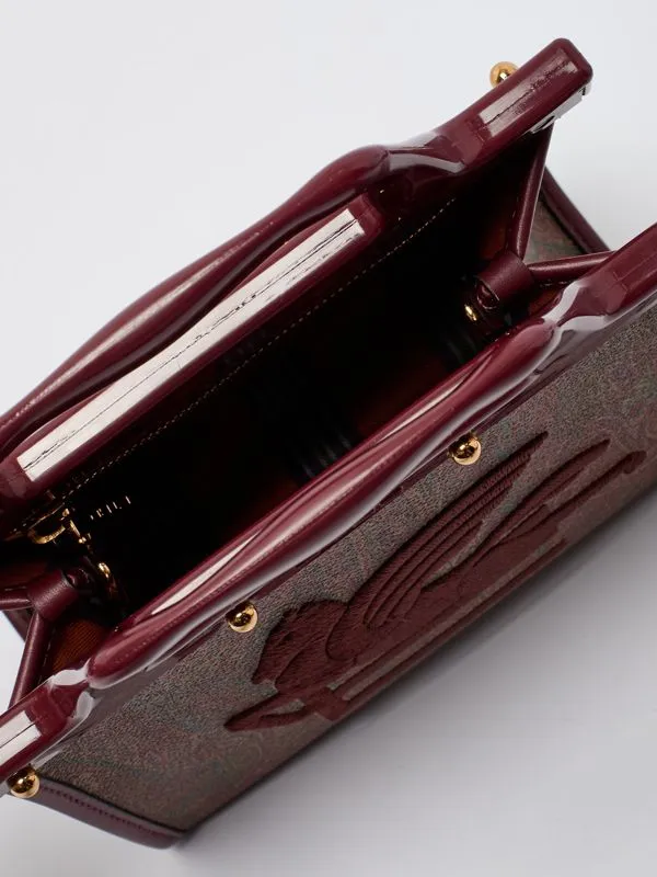 Borsa donna Etro Love Trotter S in tessuto paisley jacquard Bordeaux