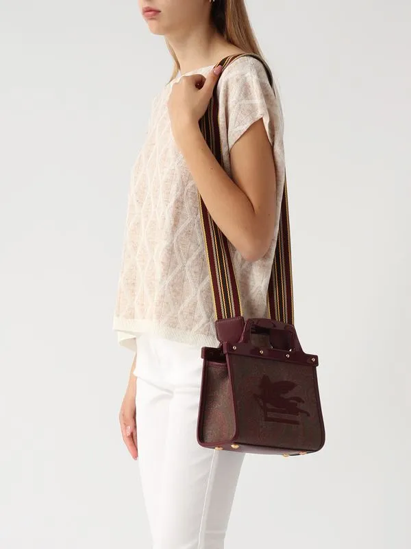 Borsa donna Etro Love Trotter S in tessuto paisley jacquard Bordeaux