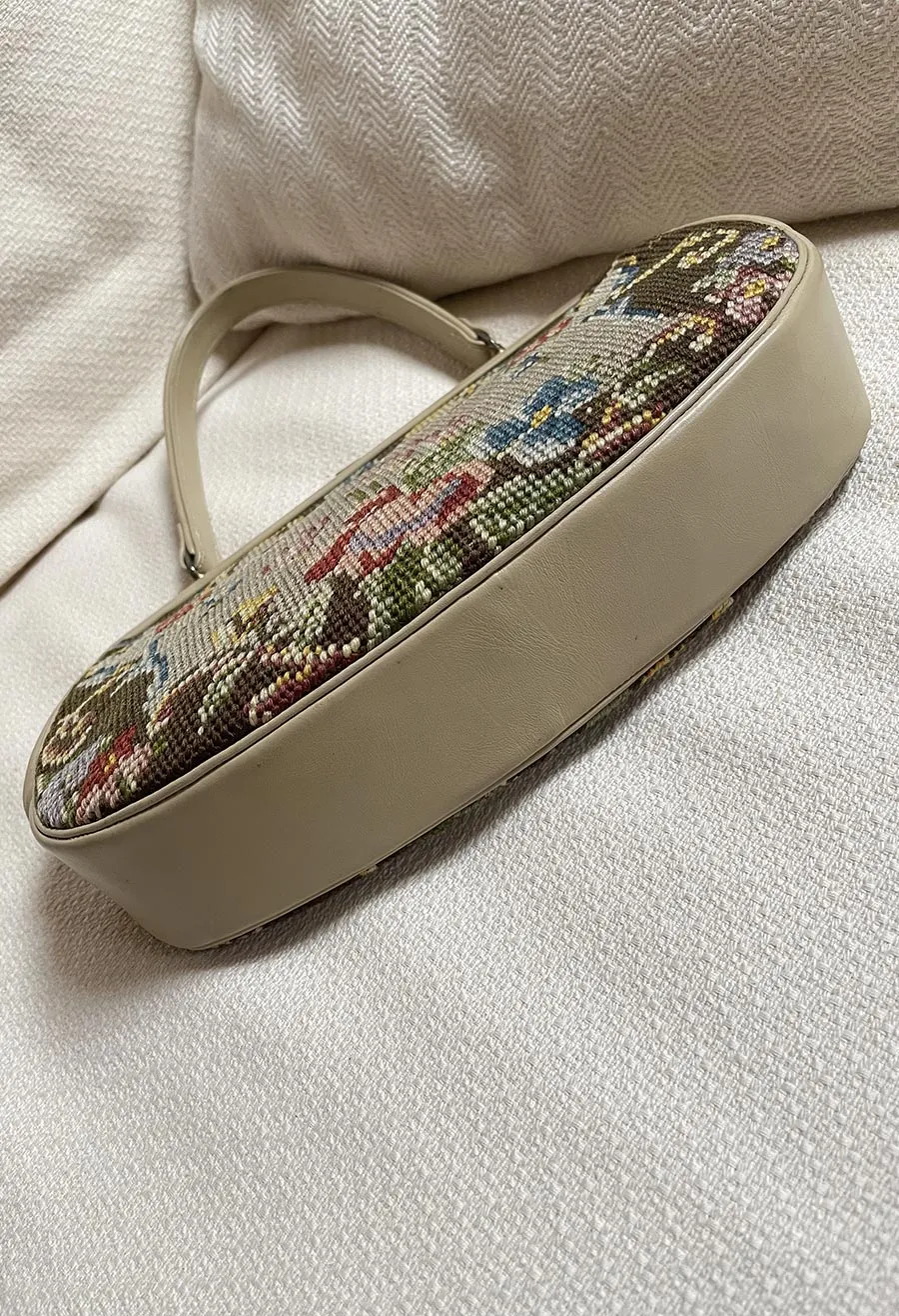 Borsa ricamata a punto croce vintage anni ’50