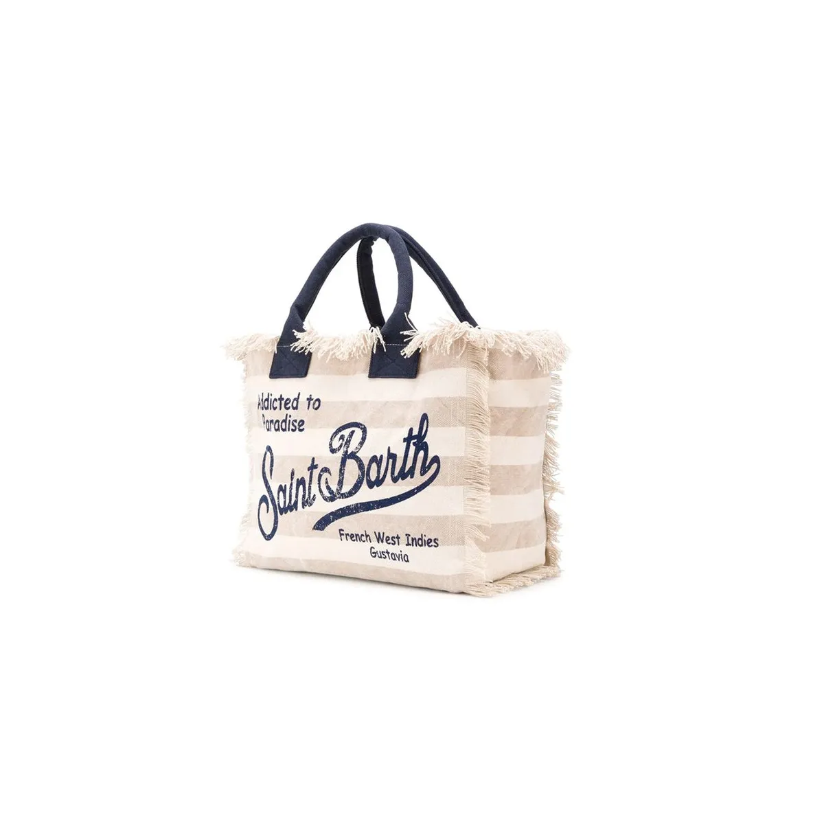 Borsa Vanity in Canvas a Righe Lig 11, Beige
