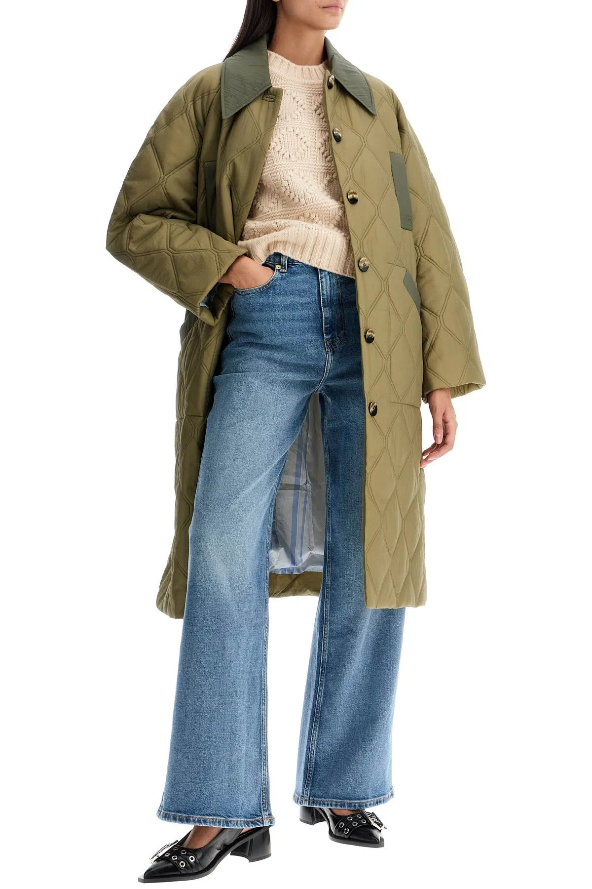 Cappotto imbottito trapuntato lungo ganni