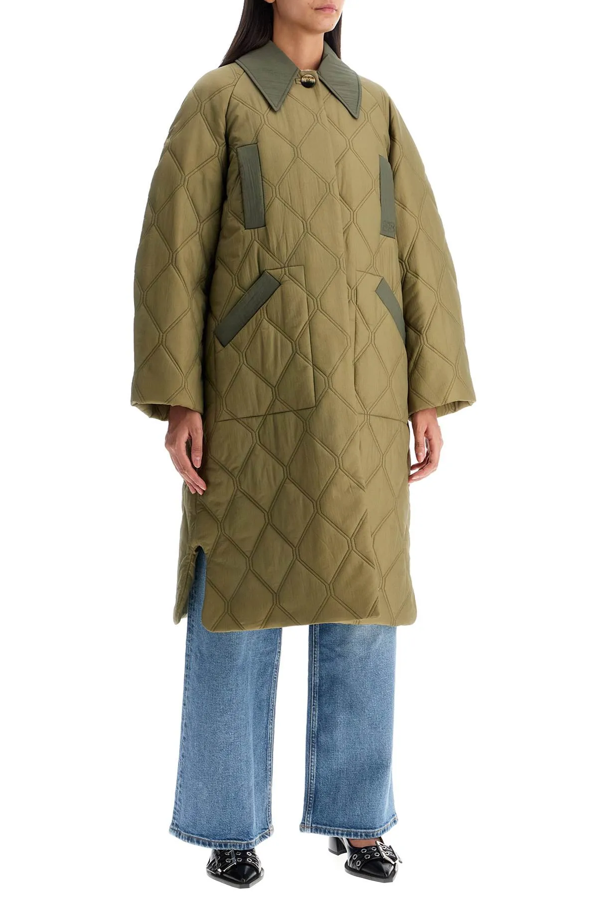 Cappotto imbottito trapuntato lungo ganni