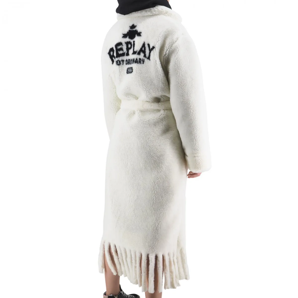 Cappotto Teddy Con Frange Logato