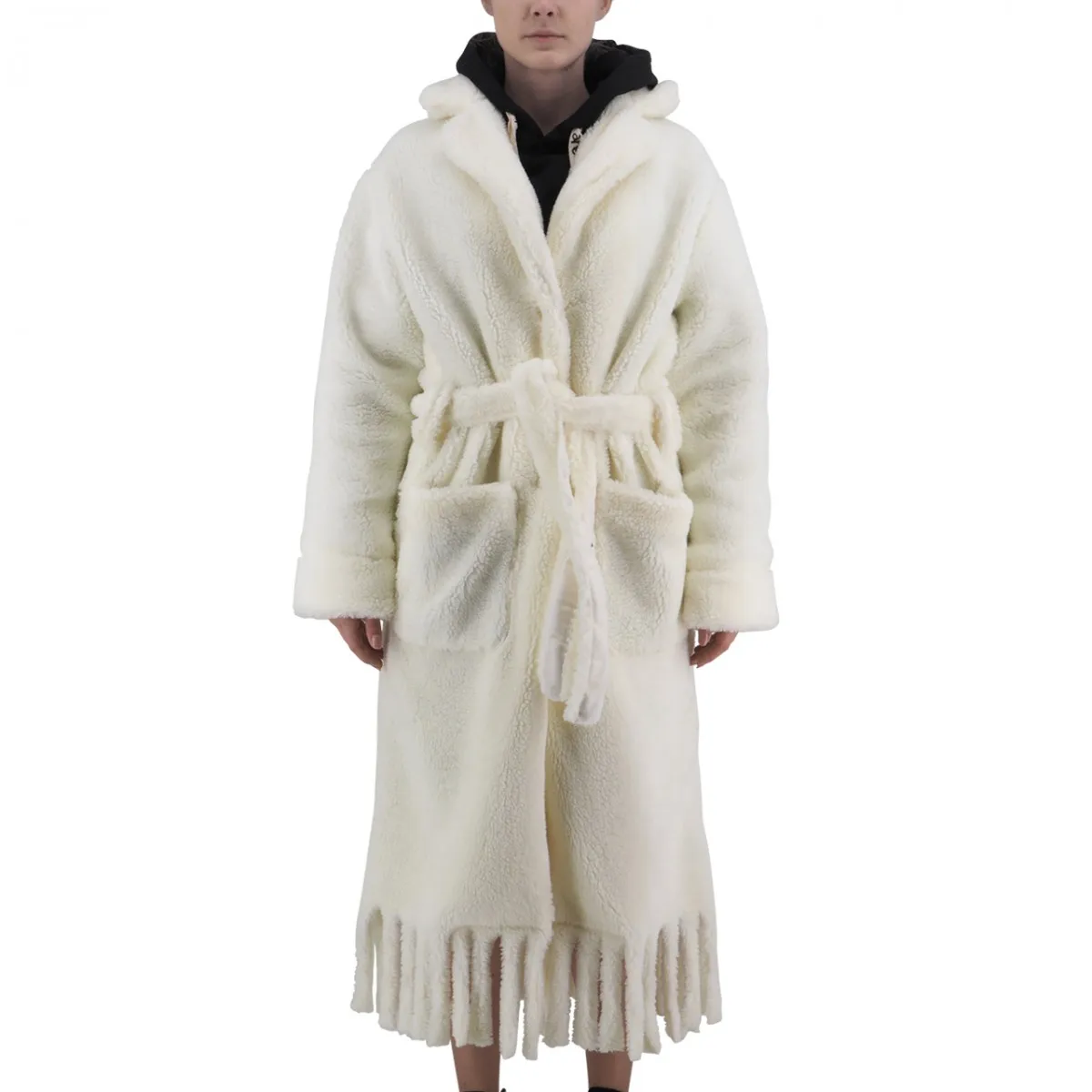 Cappotto Teddy Con Frange Logato