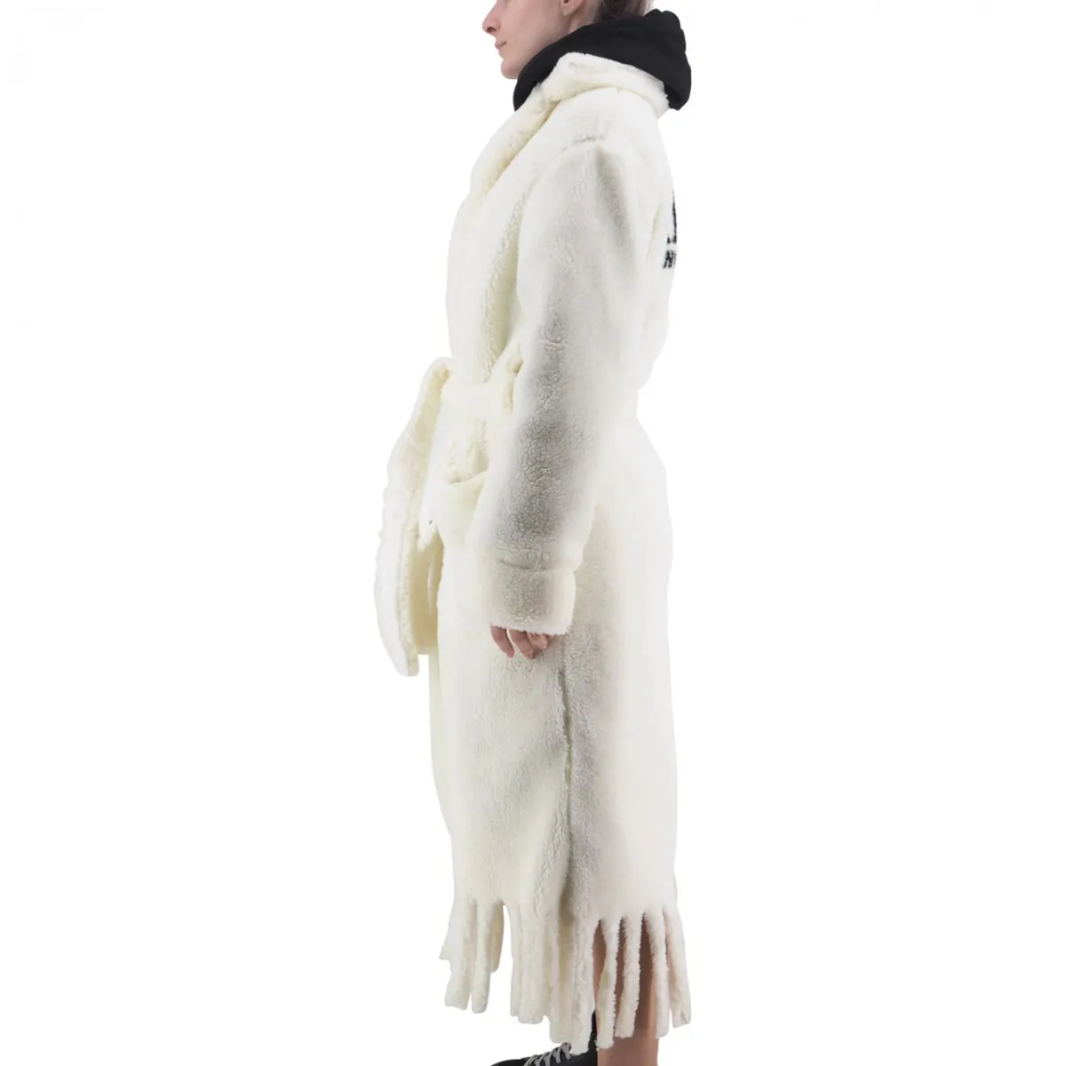 Cappotto Teddy Con Frange Logato