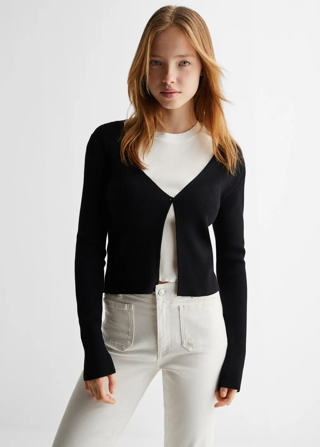 Cardigan bottone coste