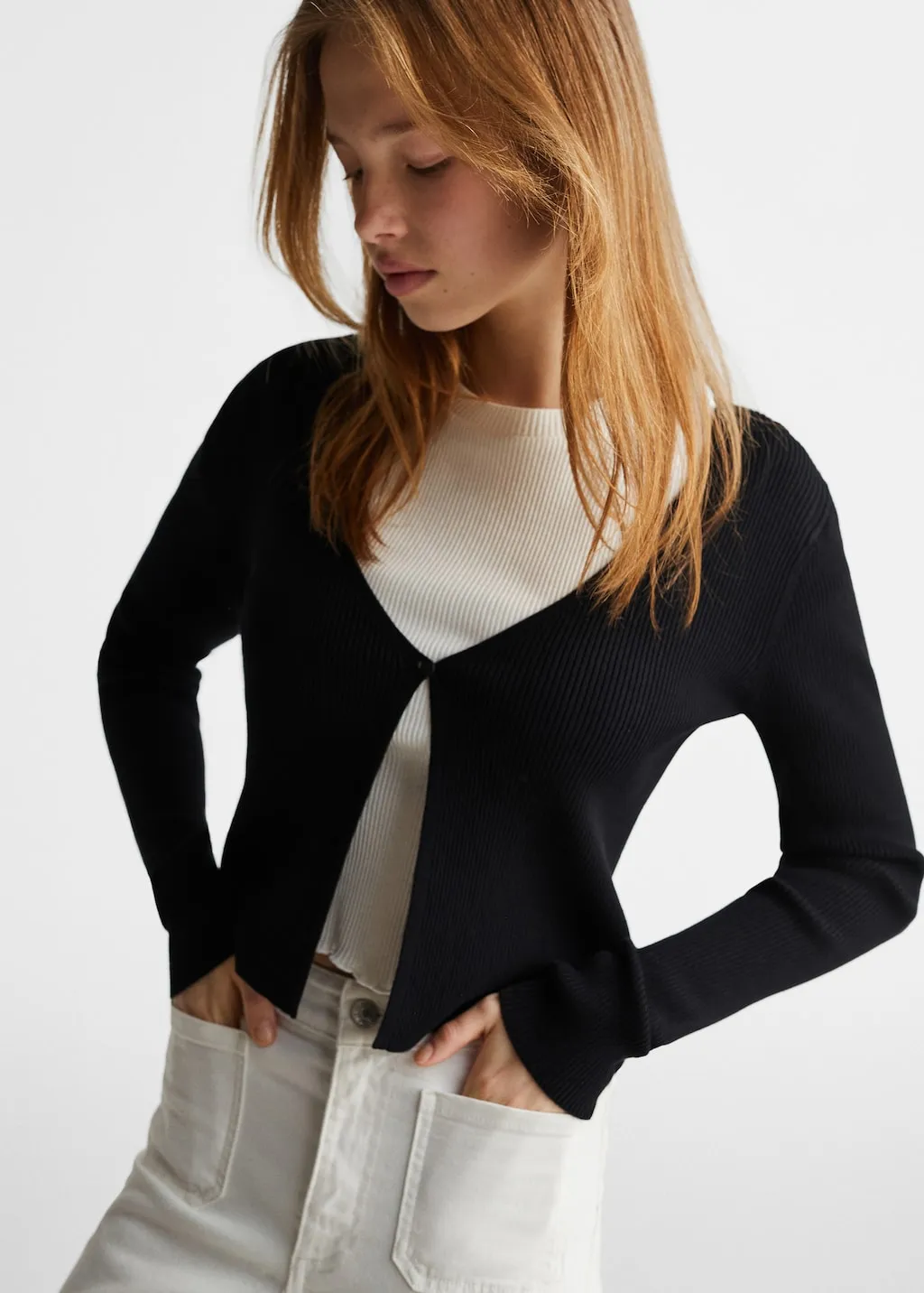 Cardigan bottone coste