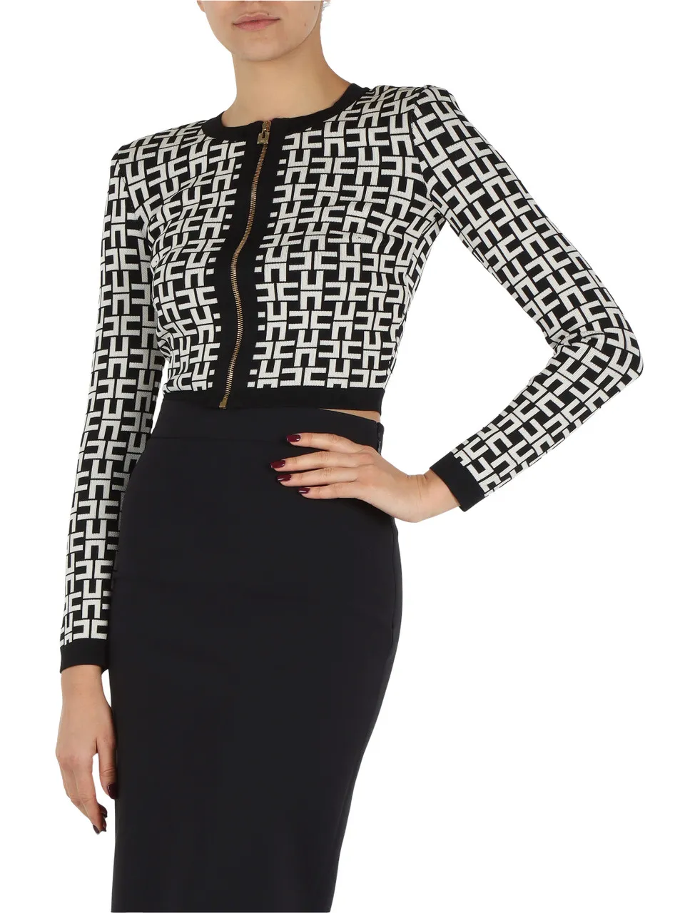 Cardigan cropped jacquard