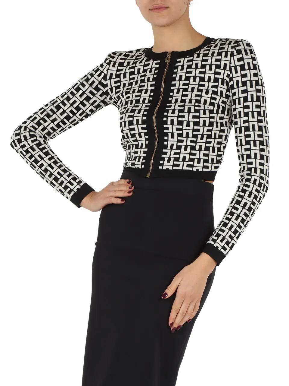 Cardigan cropped jacquard