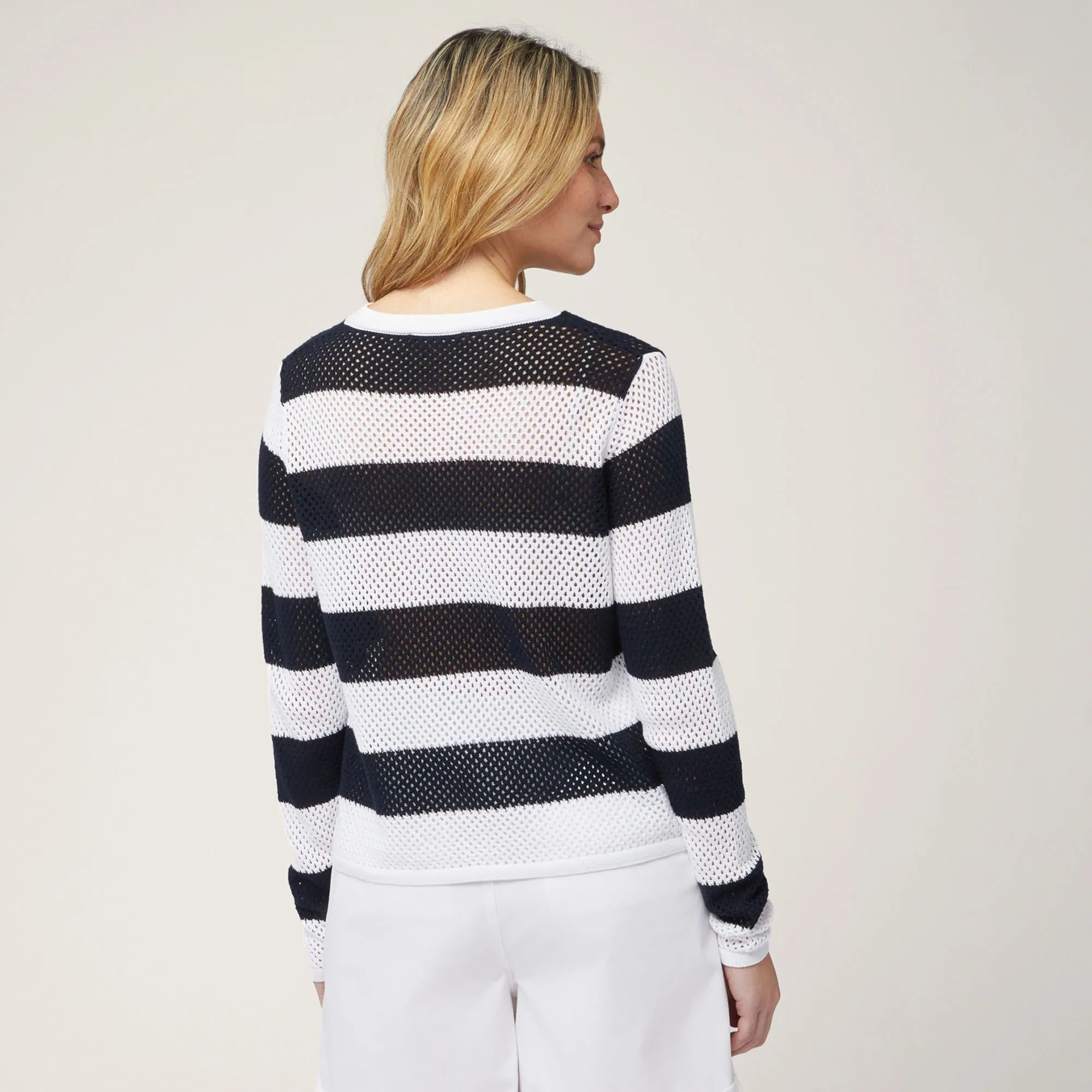 Cardigan Traforato A Righe