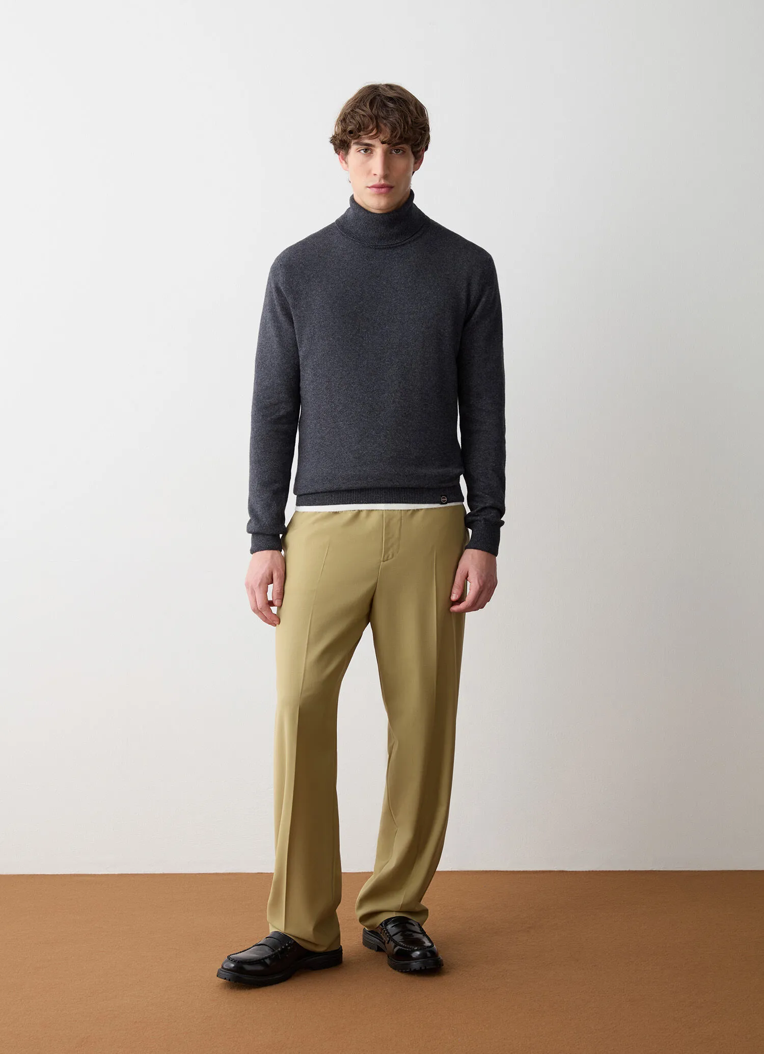 Cashmere-blend stockinette-stitch polo-neck