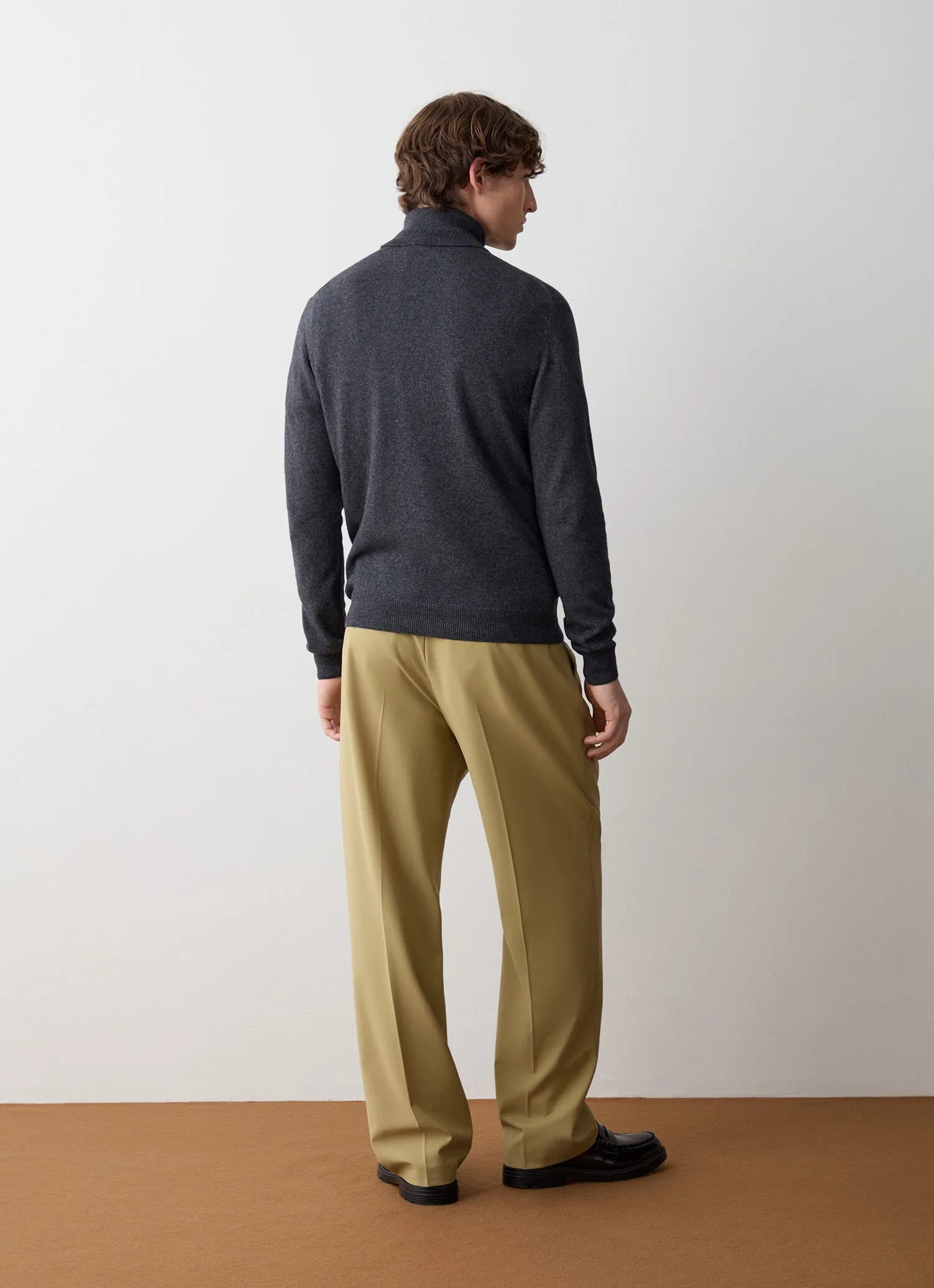 Cashmere-blend stockinette-stitch polo-neck