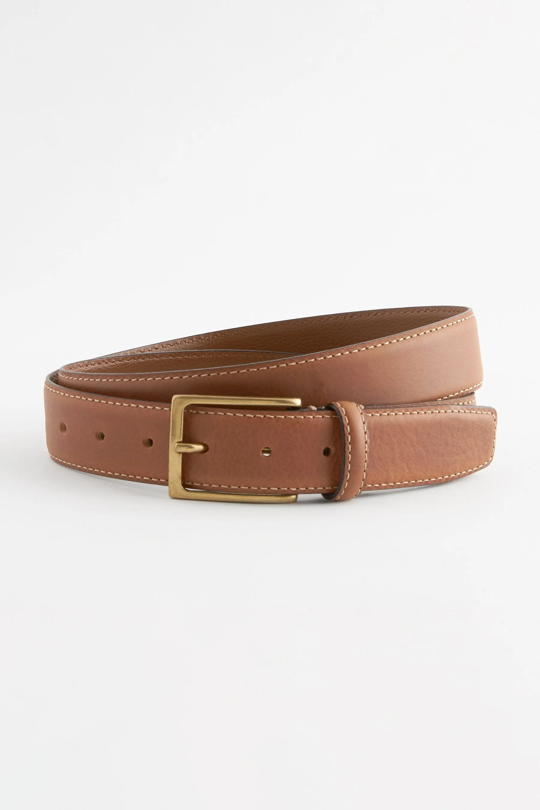 cintura in pelle Signature con cuciture a contrasto