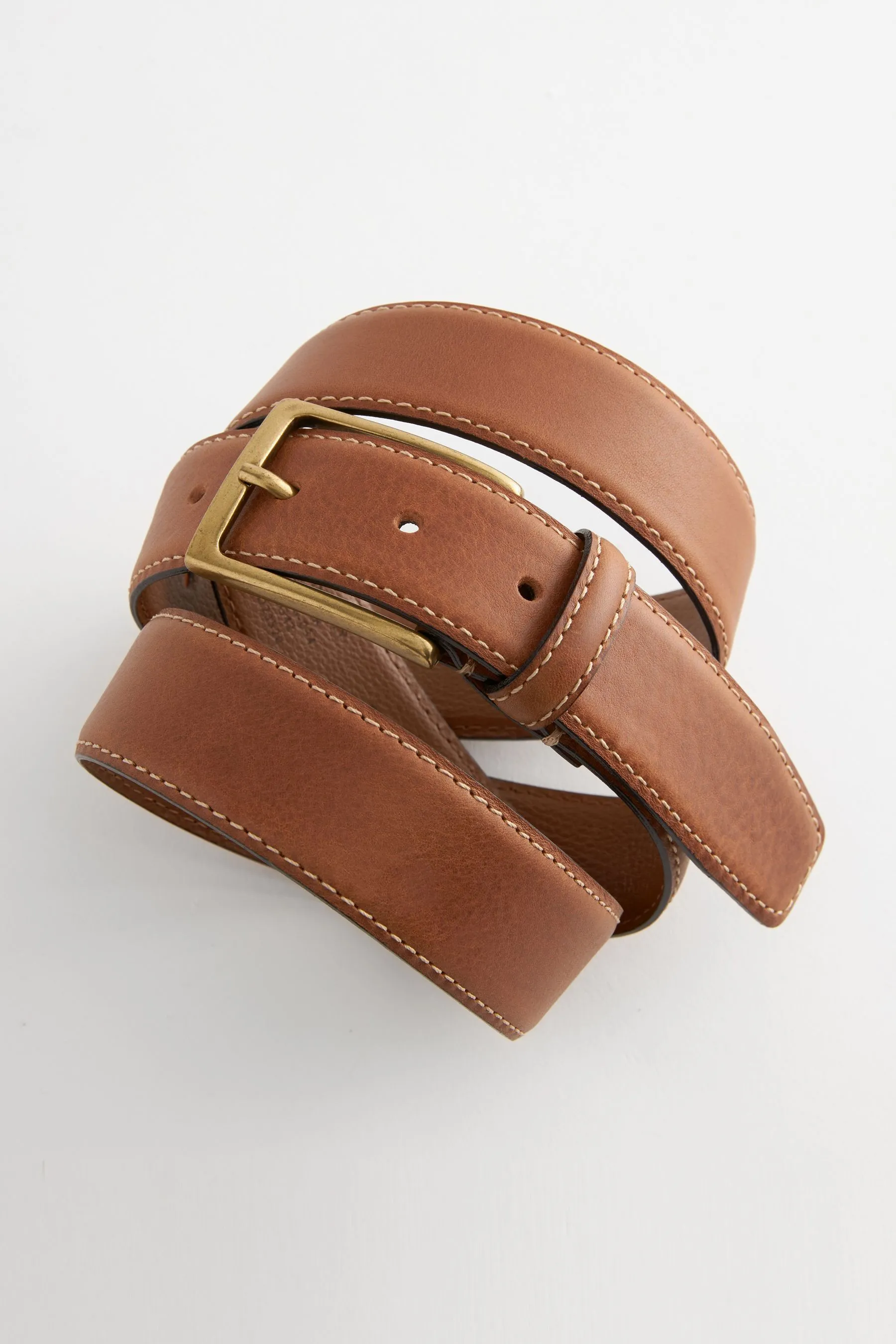 cintura in pelle Signature con cuciture a contrasto