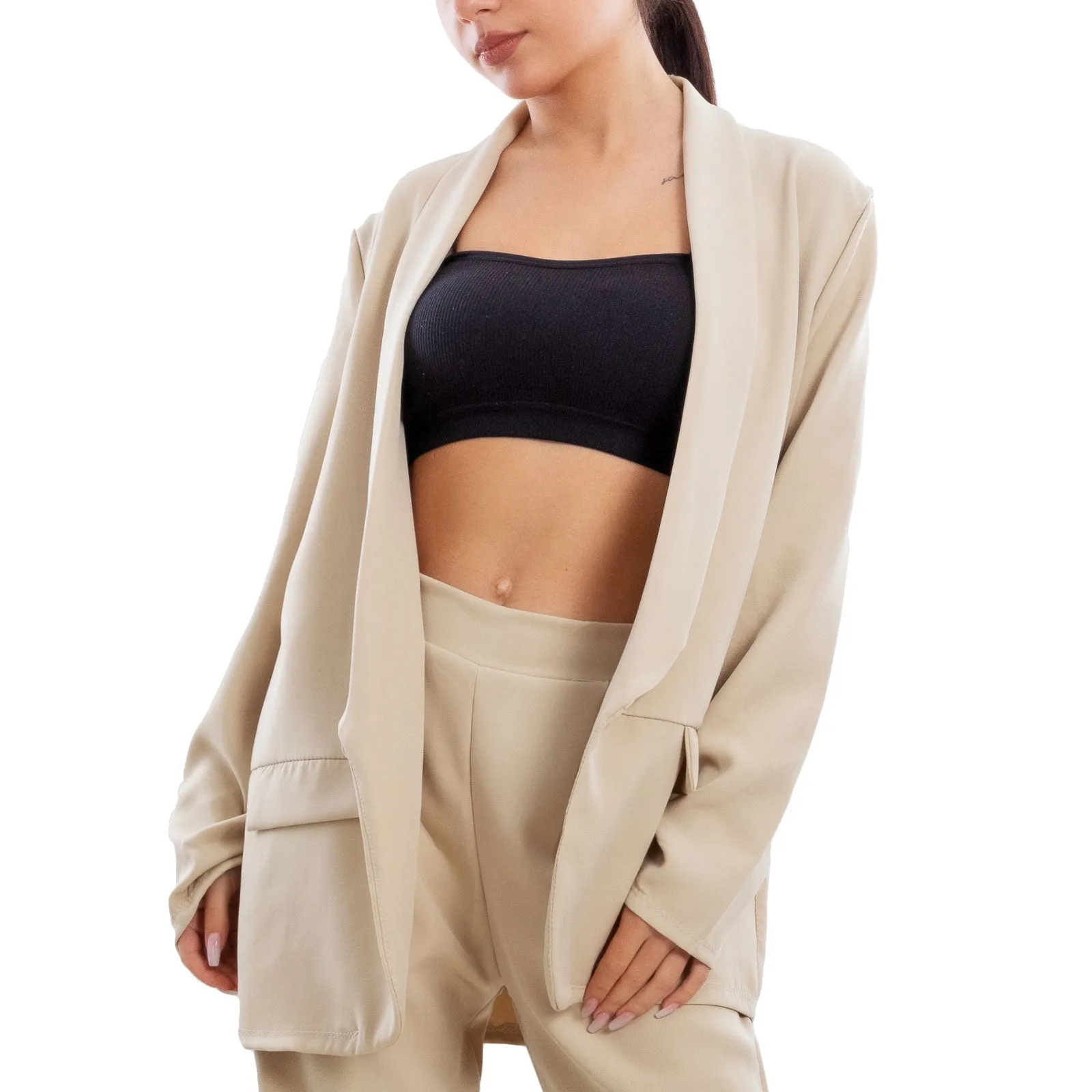 Completo Elegante Blazer Pantaloni A Palazzo Vi-7807