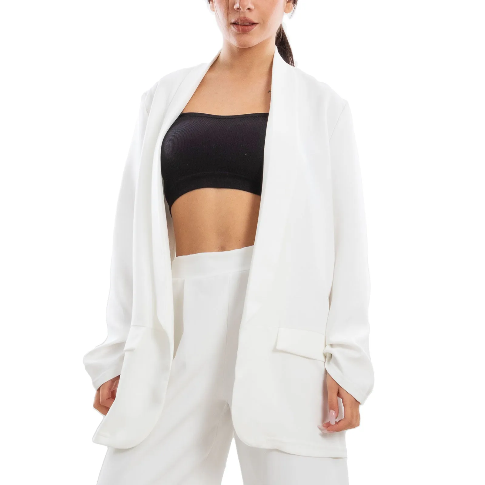 Completo Elegante Blazer Pantaloni A Palazzo Vi-7807