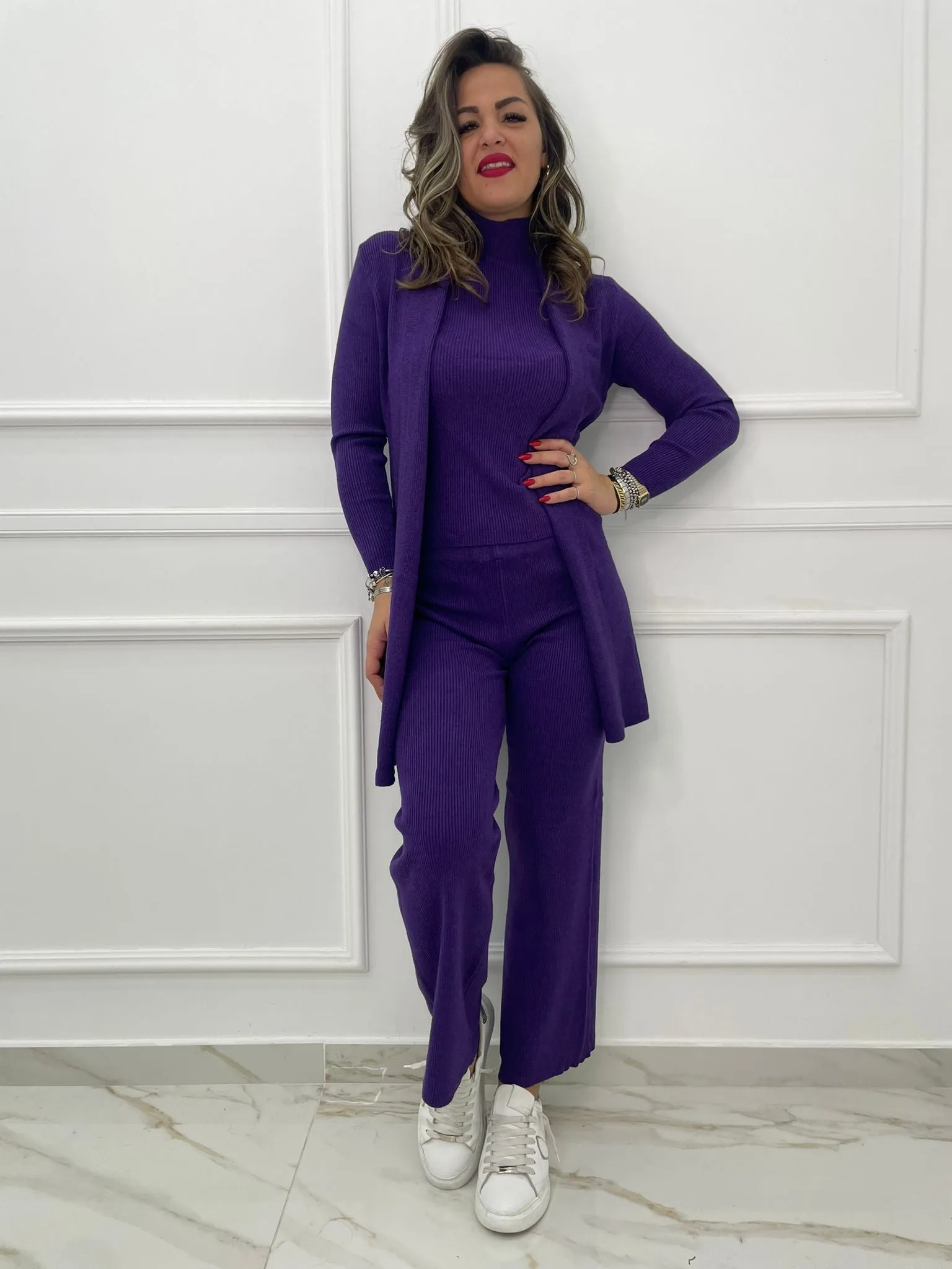 Coordinato 3 pezzi con cardigan lungo
