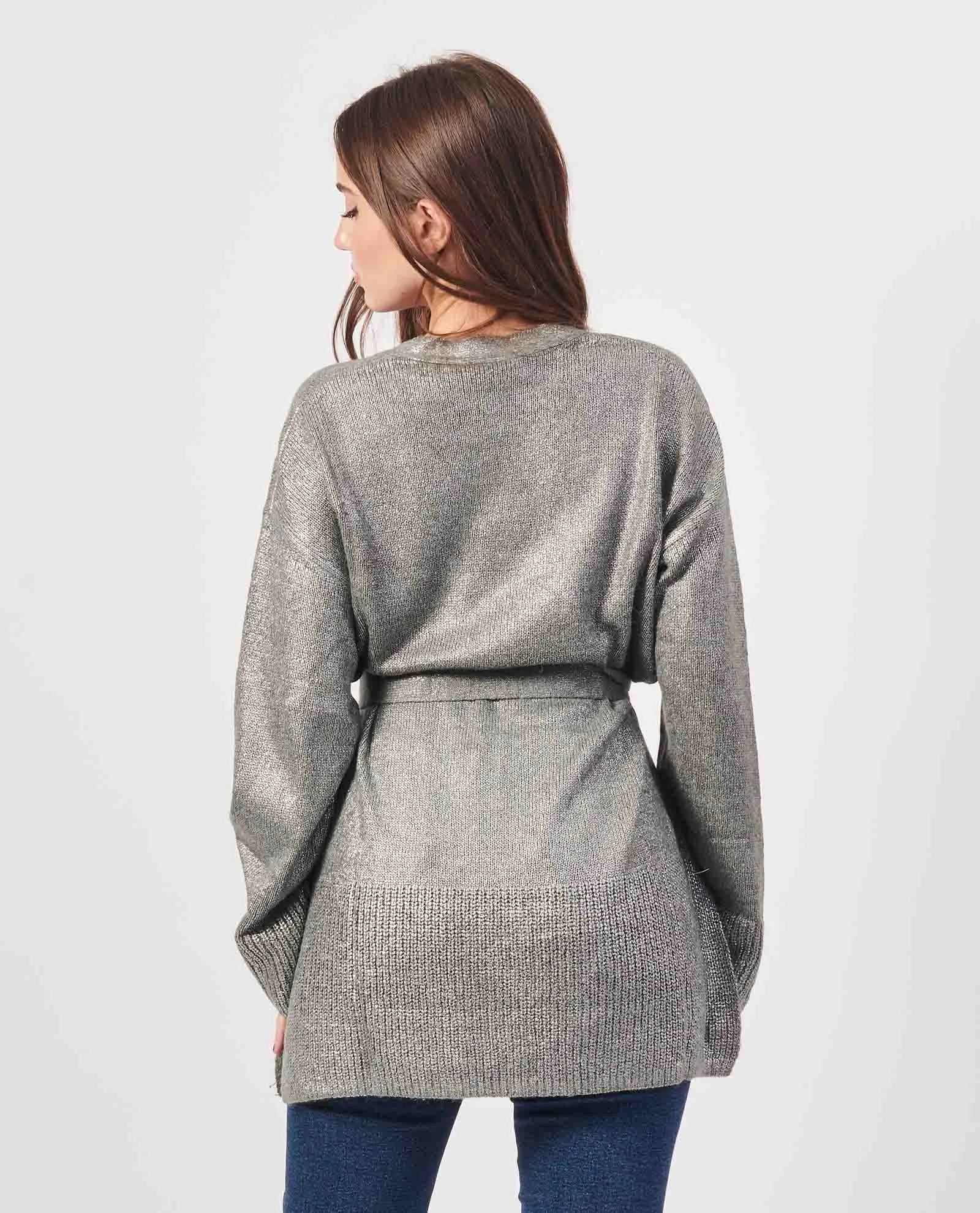 CORTE DEI GONZAGA      Cardigan lungo Corte dei Gonzaga in lurex con cintura