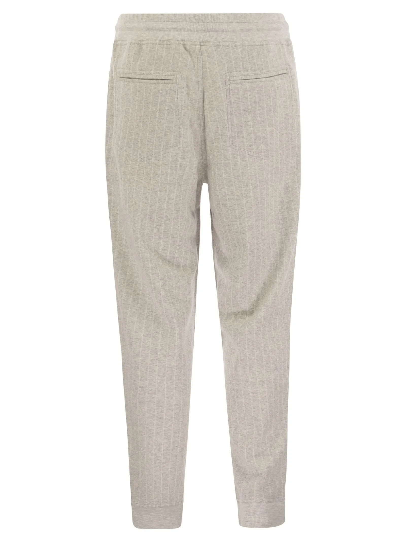 Double pinstripe plush trousers in cotton, cashmere and silk