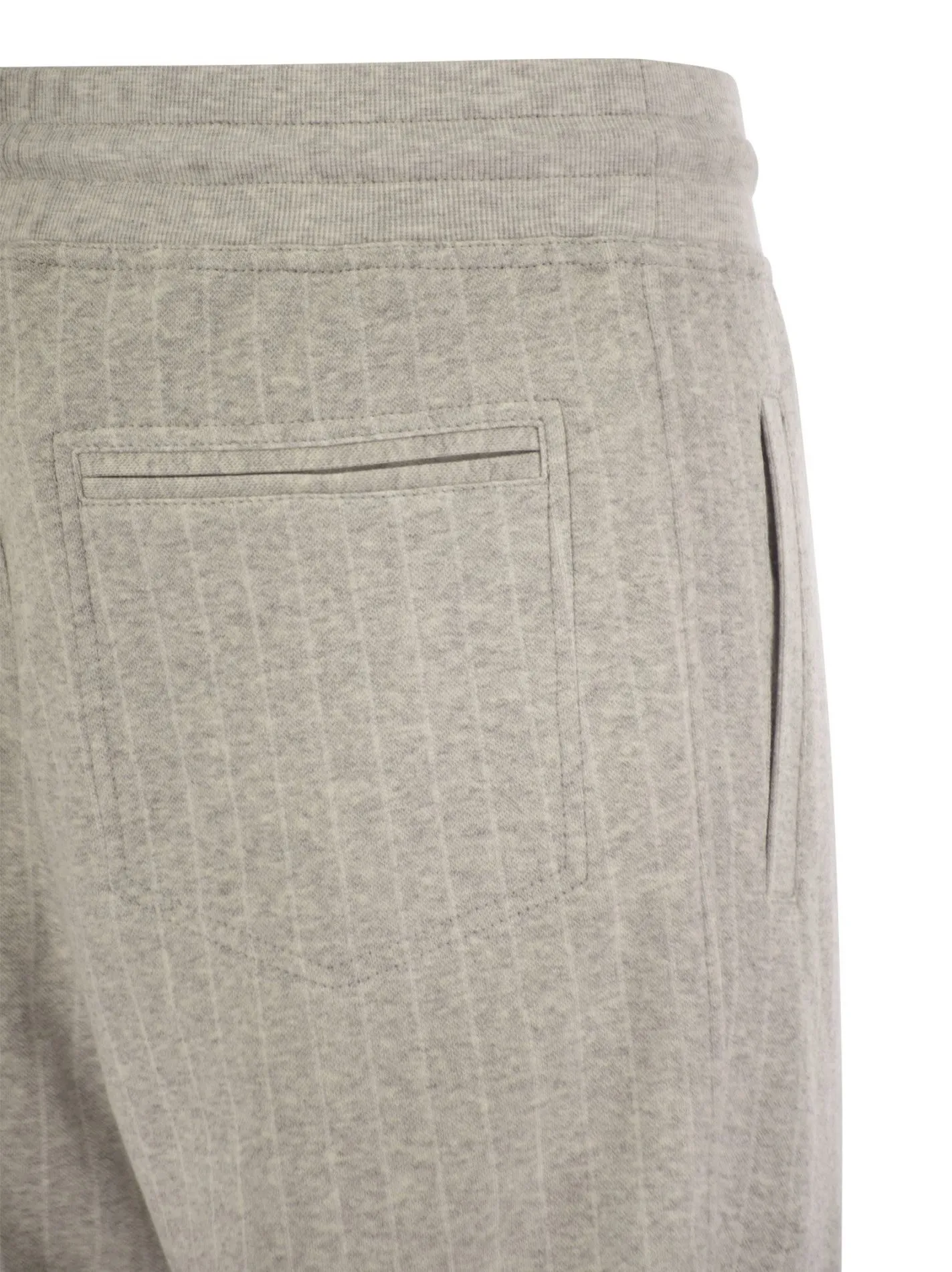 Double pinstripe plush trousers in cotton, cashmere and silk