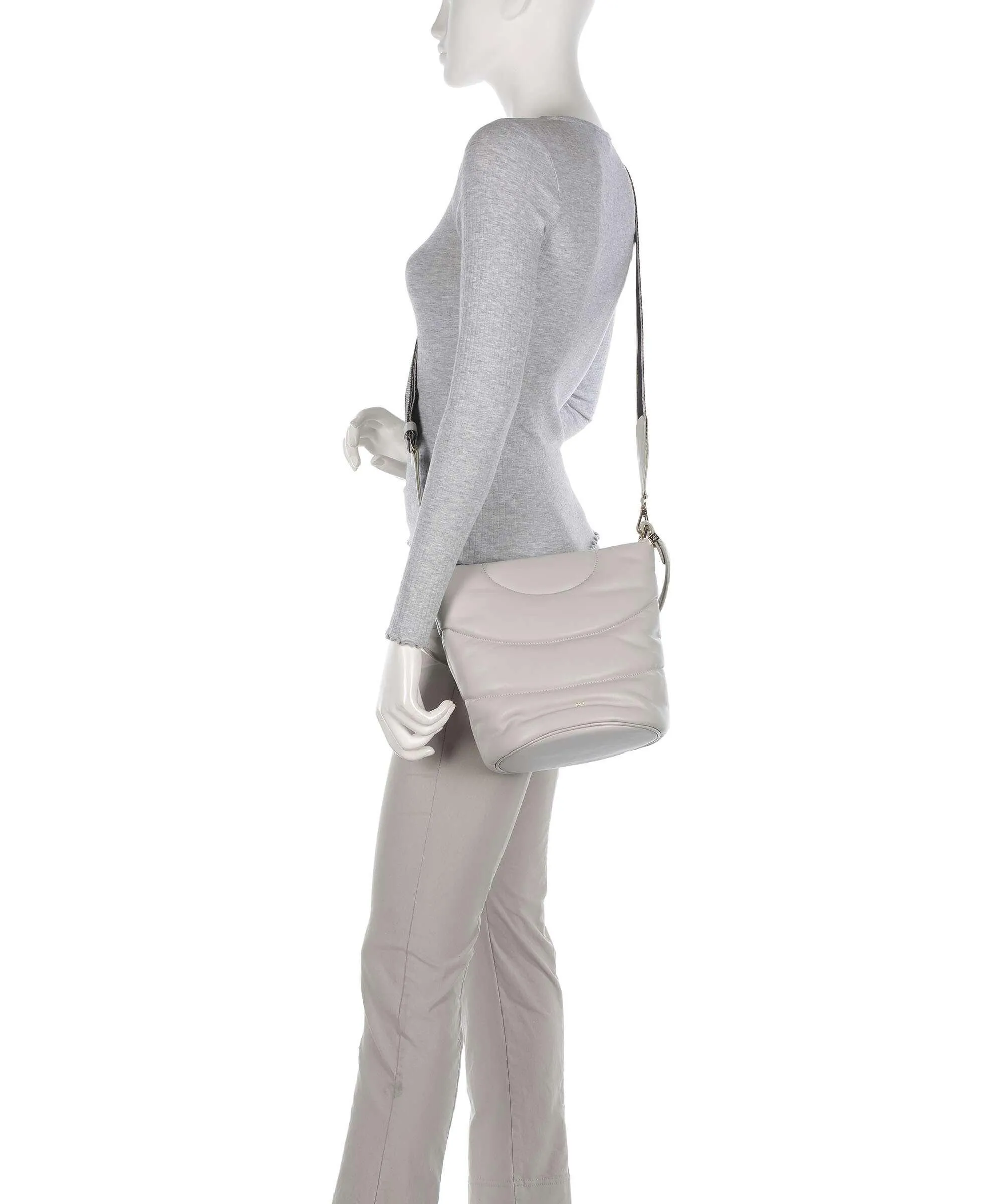  DuDu Bags Barbara M. Borsa a secchiello pelle a grana fine grigio chiaro  