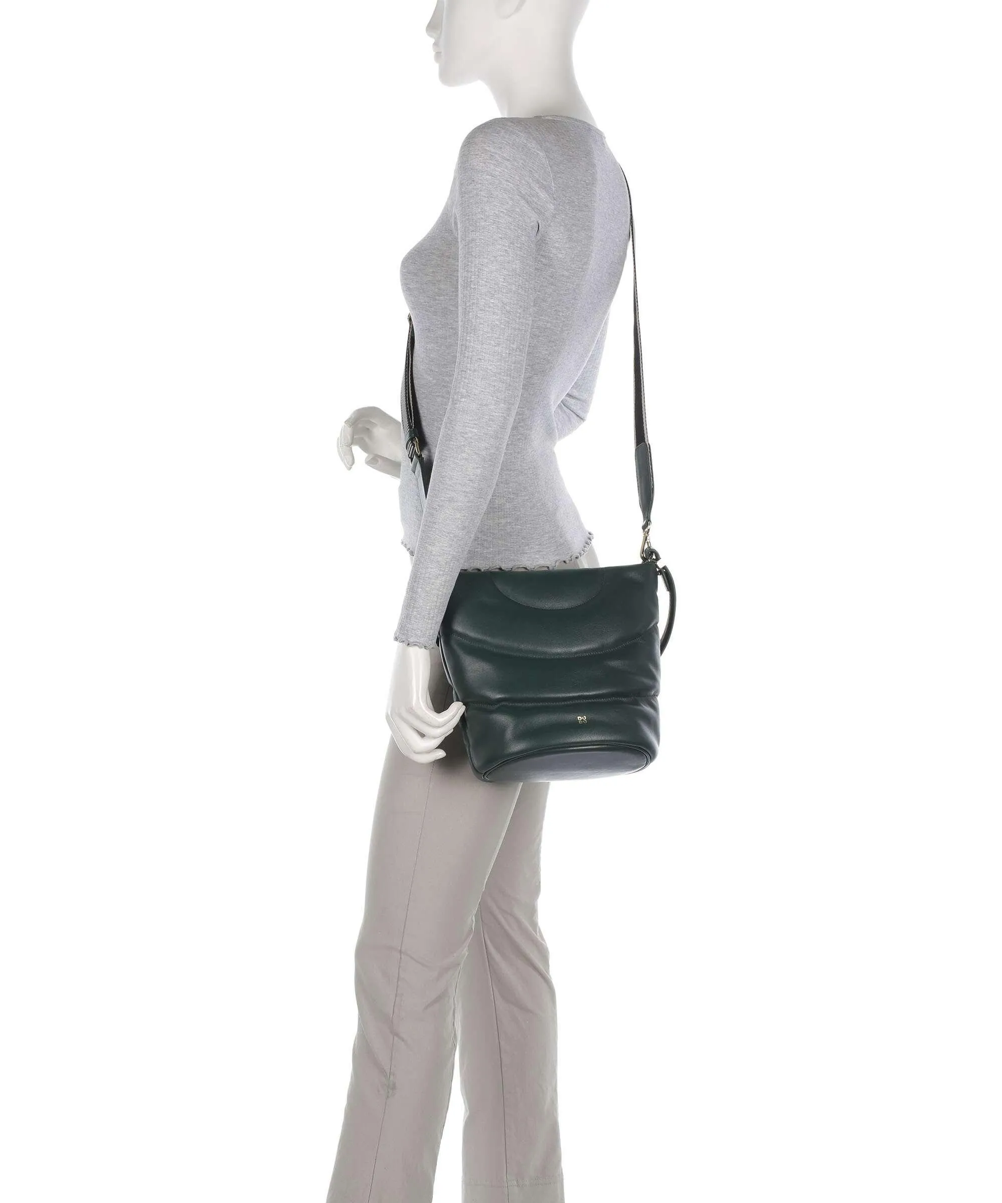  DuDu Bags Barbara M. Borsa a secchiello pelle a grana fine verde scuro  