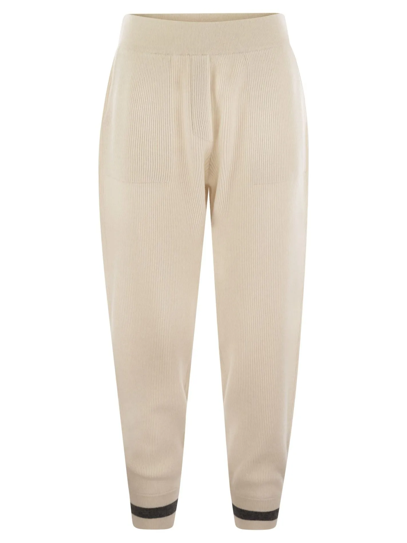 English rib cashmere knit trousers