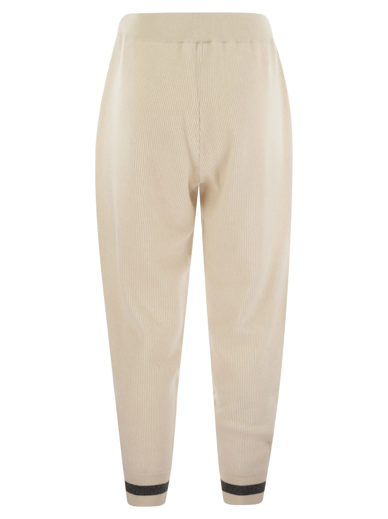 English rib cashmere knit trousers