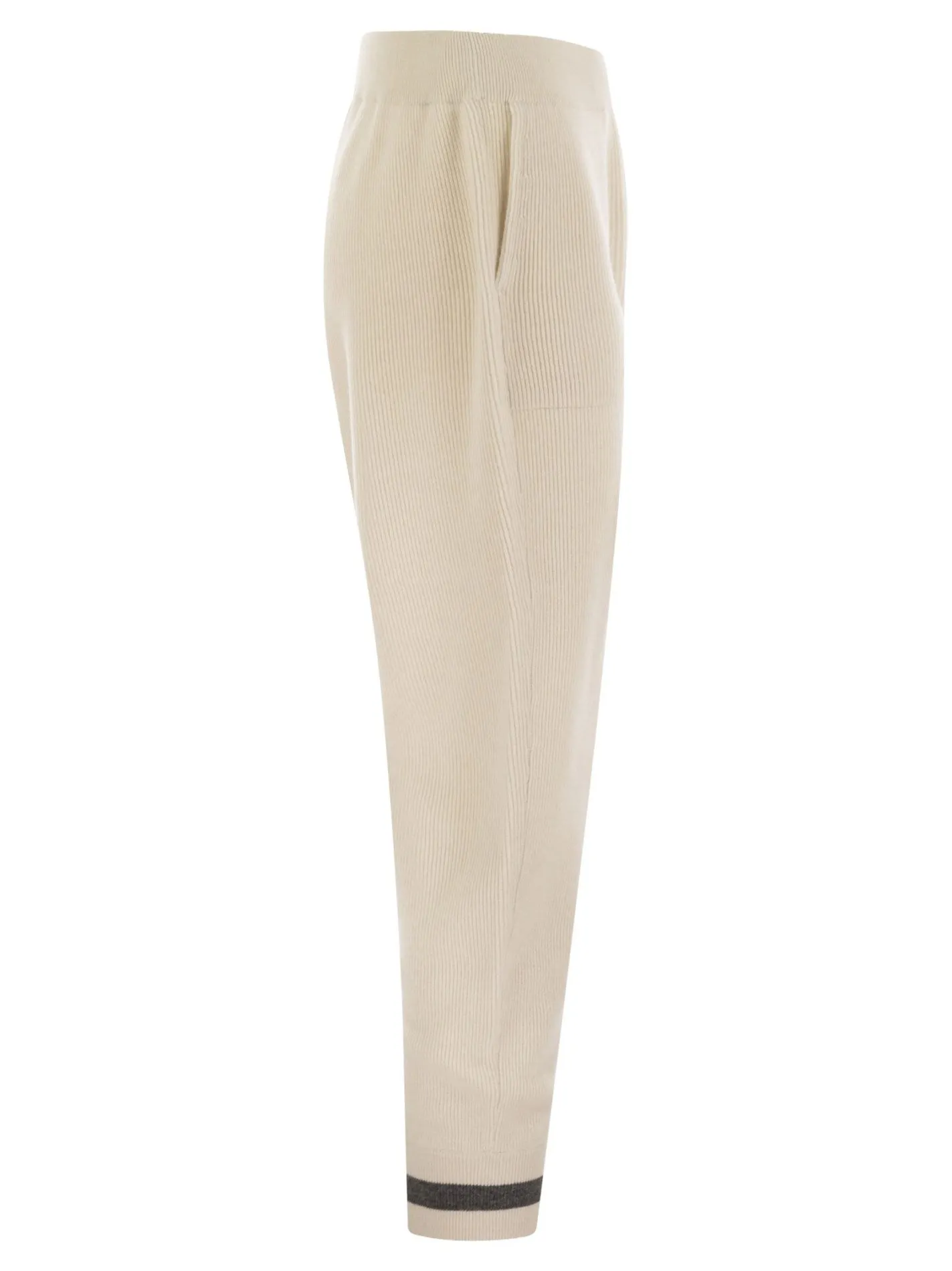 English rib cashmere knit trousers
