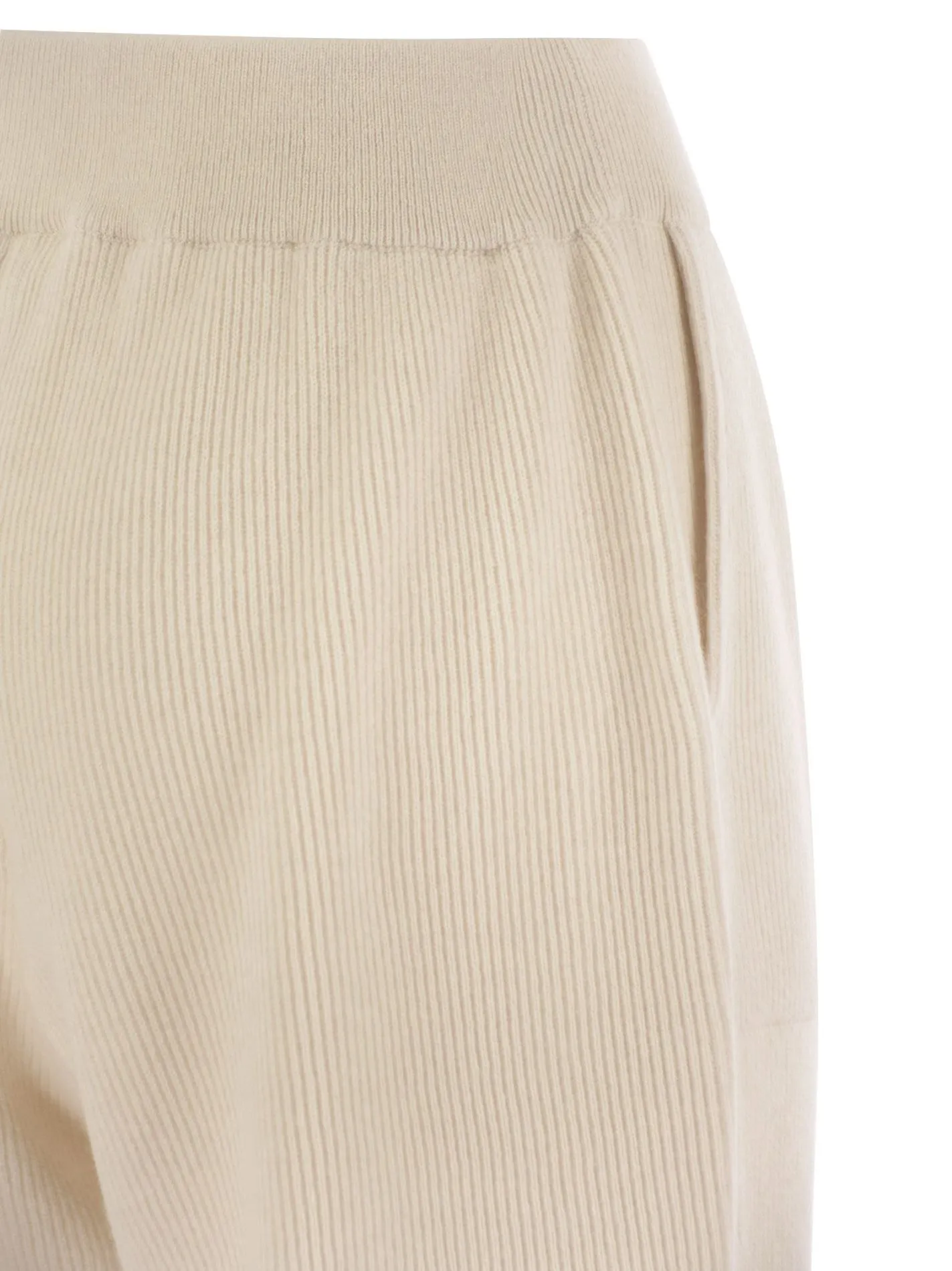 English rib cashmere knit trousers