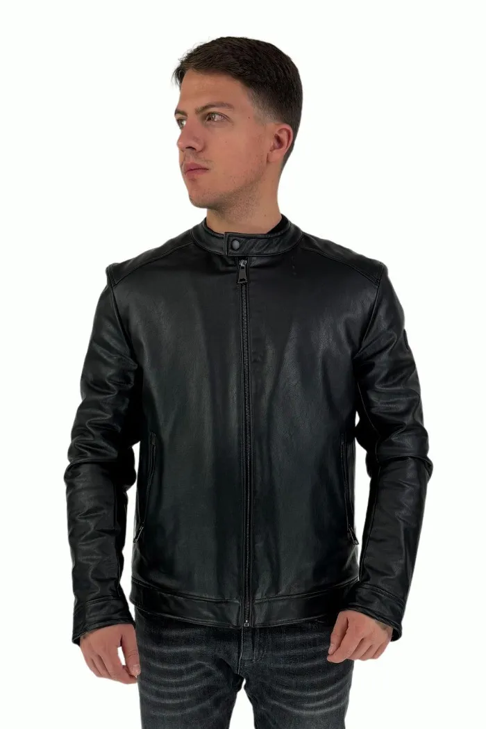 Fifty Four biker in ecopelle con colletto coreano kaabaf281