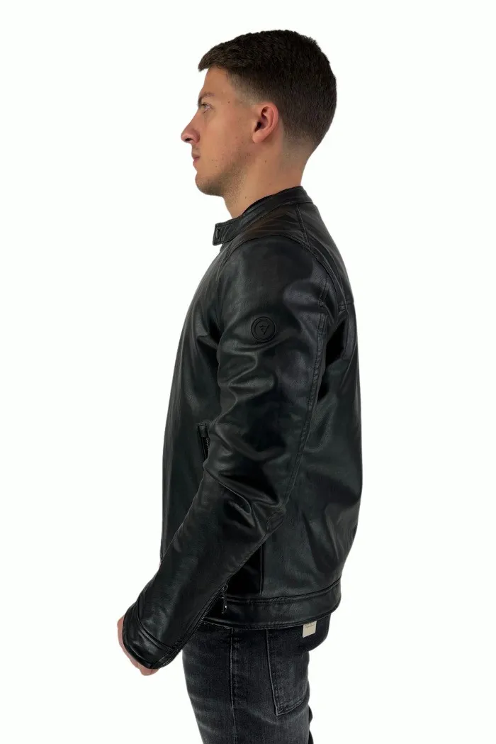 Fifty Four biker in ecopelle con colletto coreano kaabaf281