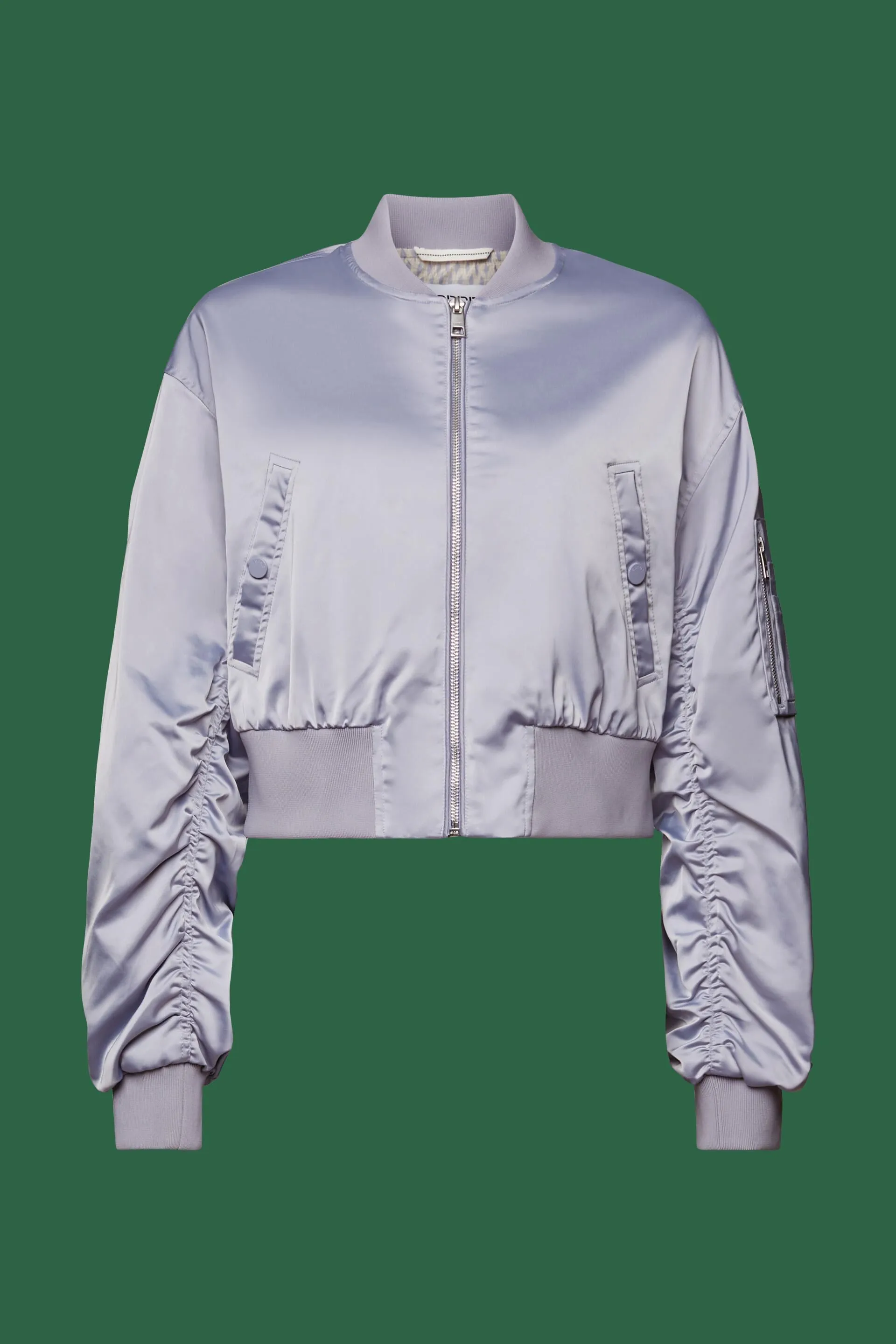Giacca bomber cropped in raso
