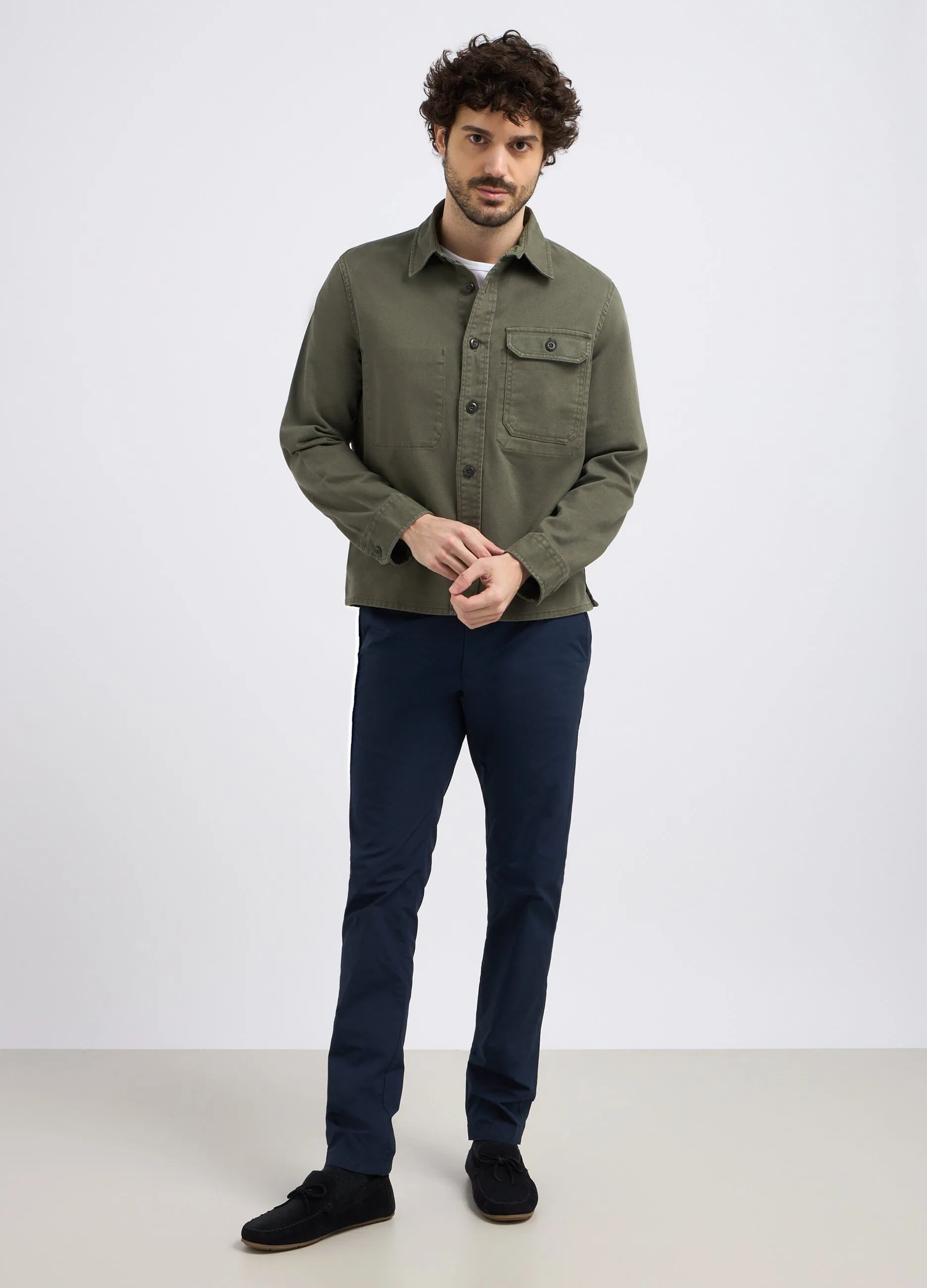 Giacca camicia in puro cotone uomo
