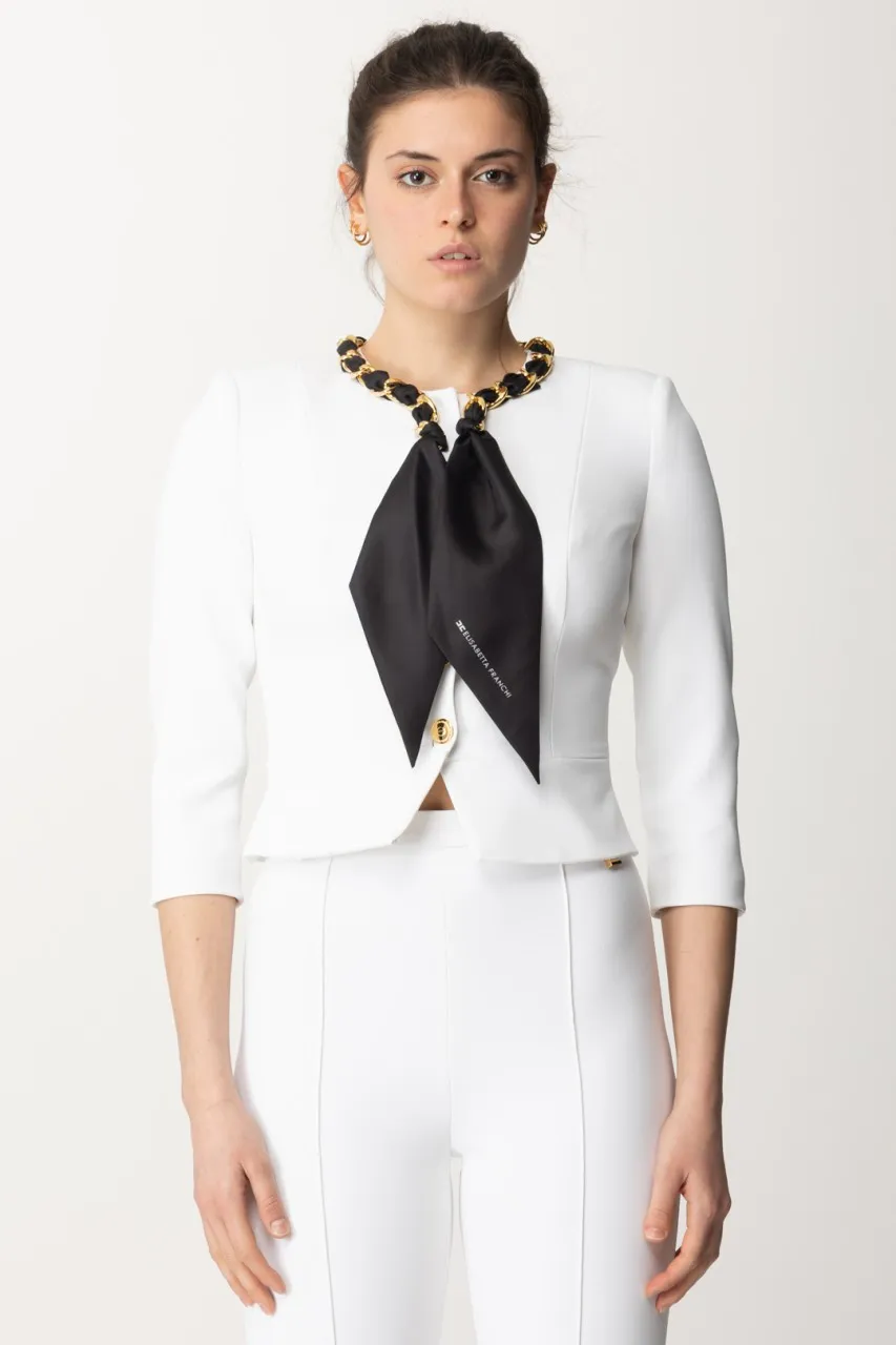 Giacca con accessorio in catena Avorio