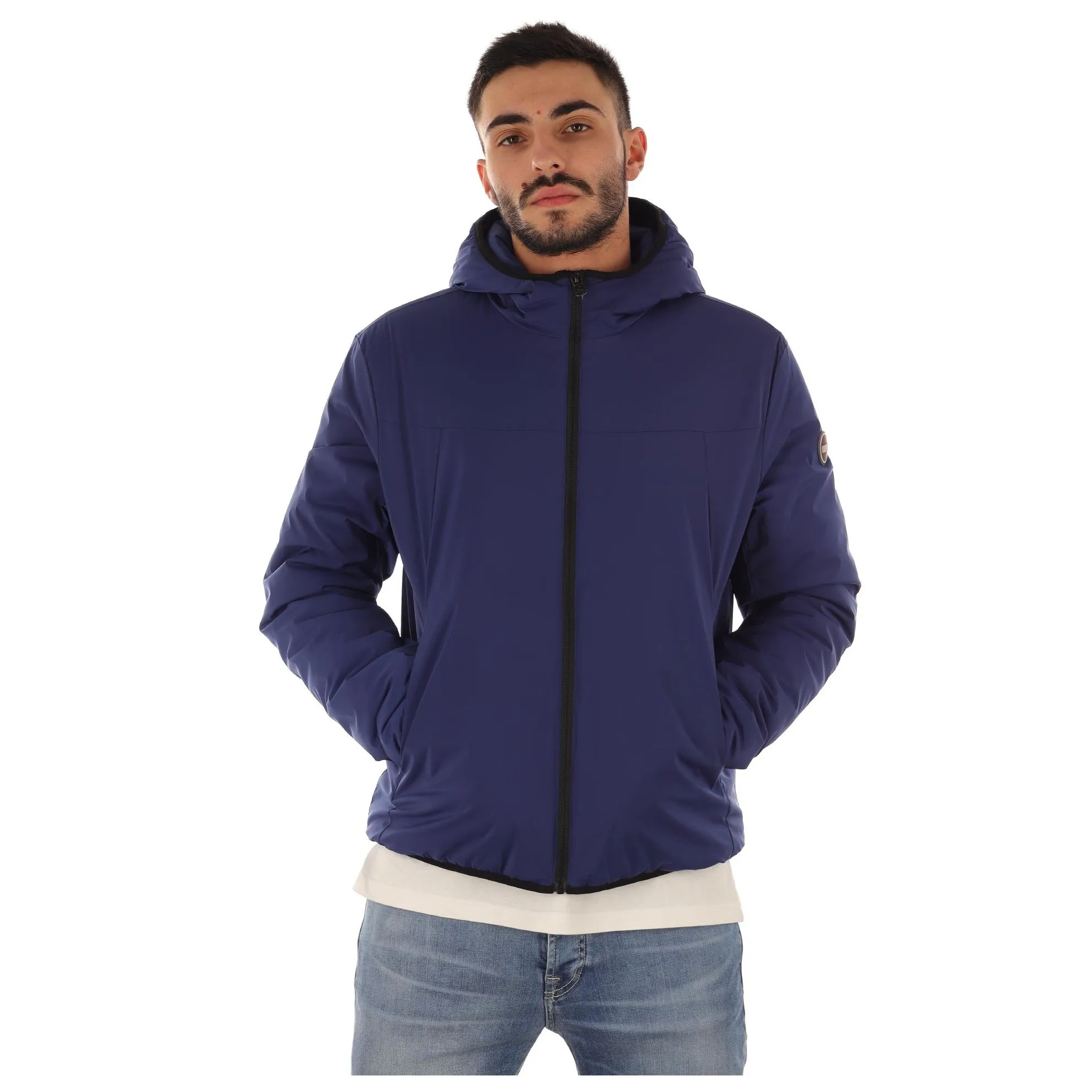 Giacca con cappuccio in tessuto stretch