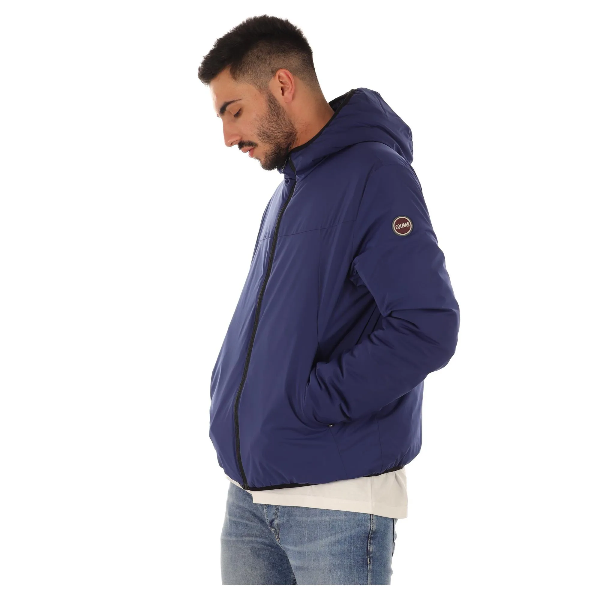 Giacca con cappuccio in tessuto stretch