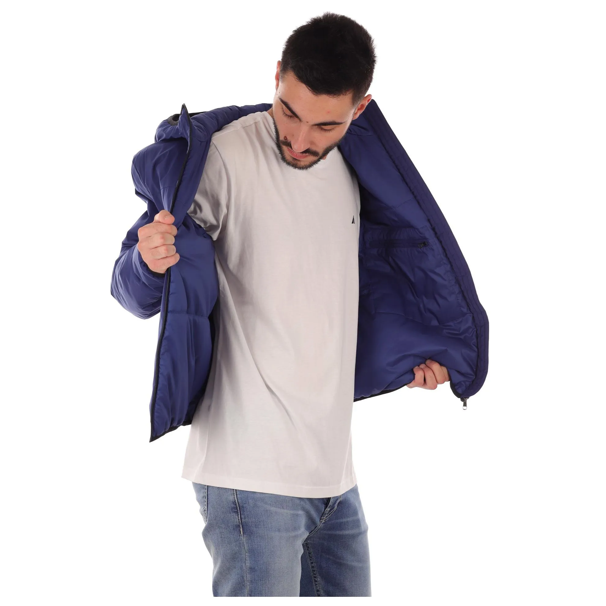 Giacca con cappuccio in tessuto stretch